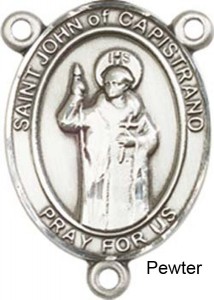 St. John of Capistrano Rosary Centerpiece Sterling Silver or Pewter [BLCR0448]