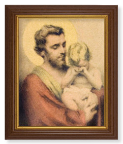 St. Joseph with Crying Jesus by Chambers 8x10 Textured Artboard Dark Walnut Frame [HFA5566]