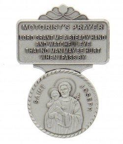 St. Joseph Motorist's Prayer Visor Clip, Pewter - 2 1/4“H [AU0114]