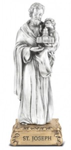 Saint Joseph with Jesus Pewter Statue 4 Inch [HRST630]
