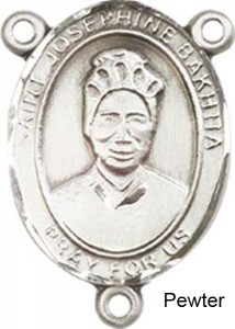 St. Josephine Bakhita Rosary Centerpiece Sterling Silver or Pewter [BLCR0458]