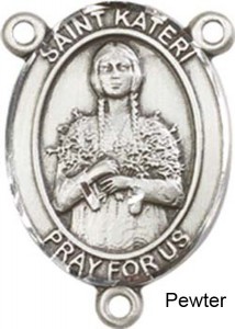 St. Kateri Rosary Centerpiece Sterling Silver or Pewter [BLCR0230]