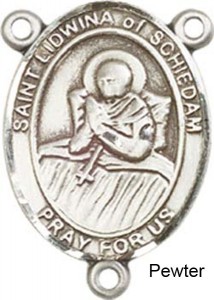 St. Lidwina of Schiedam Rosary Centerpiece Sterling Silver or Pewter [BLCR0395]