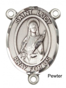 St. Lucy Rosary Centerpiece Sterling Silver or Pewter [BLCR0467]