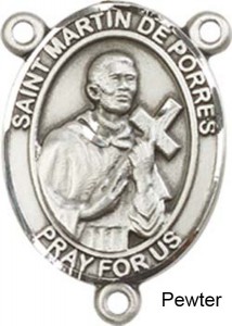 St. Martin De Porres Rosary Centerpiece Sterling Silver or Pewter [BLCR0256]