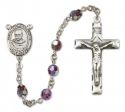 St. Maximilian Kolbe Sterling Silver Heirloom Rosary Squared Crucifix [RBEN0300]
