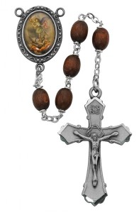 St. Michael Brown Wood Rosary [RBMV067]