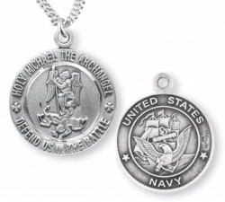 St. Michael Navy Medal Sterling Silver [REM1003]