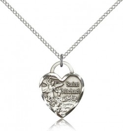 Women's Heart Shaped St. Michael The Archangel Medal [BM0793]