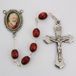 St. Padre Pio Brown Wood Rosary [RBMV068]