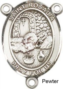 St. Rosalia Rosary Centerpiece Sterling Silver or Pewter [BLCR0407]