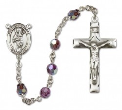 St. Scholastica Sterling Silver Heirloom Rosary Squared Crucifix [RBEN0352]