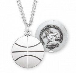 St. Sebastian Basketball Medal Sterling Silver [HMM1051]