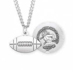St. Sebastian Football Medal Sterling Silver [HMM1060]