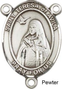 St. Teresa of Avila Rosary Centerpiece Sterling Silver or Pewter [BLCR0268]