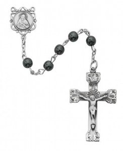 Sterling Silver 6mm Genuine Hematite Rosary [RBMV050]