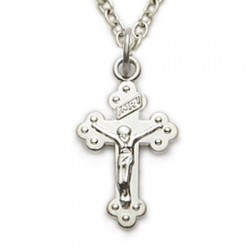 Sterling Silver Baby Budded Crucifix Necklace [SN2116]