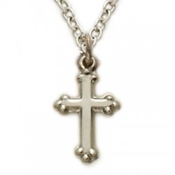 Sterling Silver Budded Cross Baby Necklace   [SN2126]
