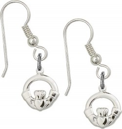 Sterling Silver Claddagh French Wire Earrings [BC0145]