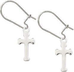 Sterling Silver Cross Dangle Earrings [BC0128]