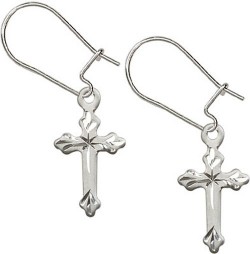 Sterling Silver Cross Dangle Earrings [BC0140]