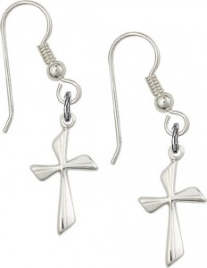 Sterling Silver Cross French Wire Earrings [BC0105]