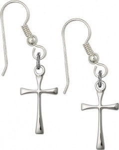 Sterling Silver Cross French Wire Earrings [BC0121]