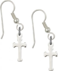 Sterling Silver Cross French Wire Earrings [BC0129]