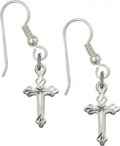 Sterling Silver Cross French Wire Earrings [BC0141]