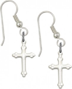Sterling Silver Cross French Wire Earrings [BC0153]