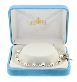 Sterling Silver Diamond Cut Rosary Bracelet 5mm [HRB1010]
