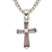 Baby's Birthstone Baguette Cross Necklace [SNC0002]