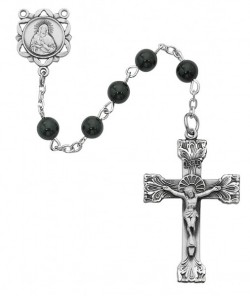 Sterling Silver Genuine Black Onyx Rosary [MVRB1017]