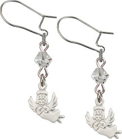 Sterling Silver Guardian Angel 'Crystal Bead' Earrings [BC0123]