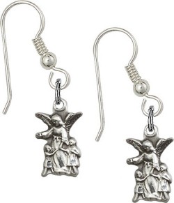 Sterling Silver Guardian Angel French Wire Earrings [BC0149]