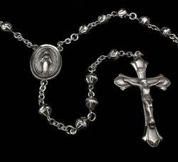 Sterling Silver Herringbone Rosary 6mm [HMBR022]