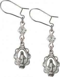 Sterling Silver Miraculous 'Crystal Bead' Dangle Earrings [BC0115]