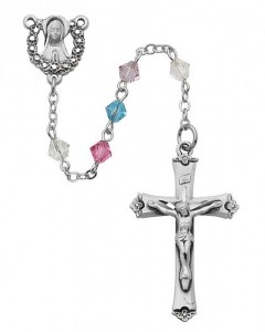 Sterling Silver Multi-Color Fluted Faceted Rosary [MVRB1056]