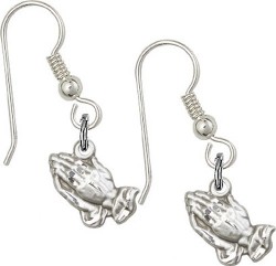Sterling Silver Praying Hands French Wire Earrings [BC0109]