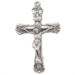 Floral Tip Sterling Silver Rosary Crucifix [RECRX008]