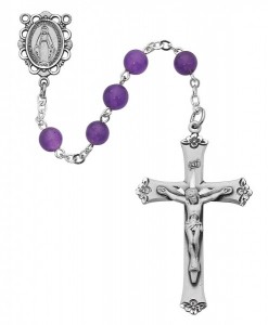 Sterling Silver with Genuine Amethyst Bead Rosary [MVRB1035]