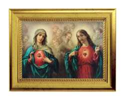 The Angelic Sacred Hearts 5x7 Print in Gold-Leaf Frame [HFA5201]