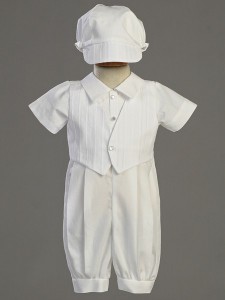 Tristan Cotton Baptism Romper with Embroidered Cotton Vest  [LCC0026]