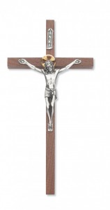10 Inch Walnut Wall Crucifix Slimline Design [CRX3834]