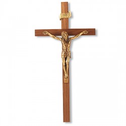 Slimline Salerni Walnut Wall Crucifix - 11 inch [CRX4198]