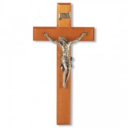 Light Walnut Wall Crucifix with Wide Cross - 11 inch [CRX4209]