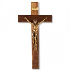 Traditional Walnut Wall Crucifix - 12 inch [CRX4245]