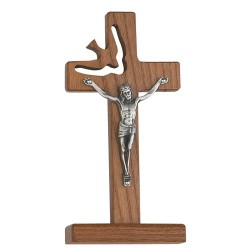 Walnut Stained Standing Holy Spirit Crucifix 6 Inch [CRX4466]