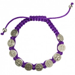 Women's Adjustable Purple Corded St. Benedict Bracelet [MCBR0007]