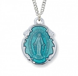 Women's Blue Enamel Sterling Silver Miraculous Necklace [CM2057]
